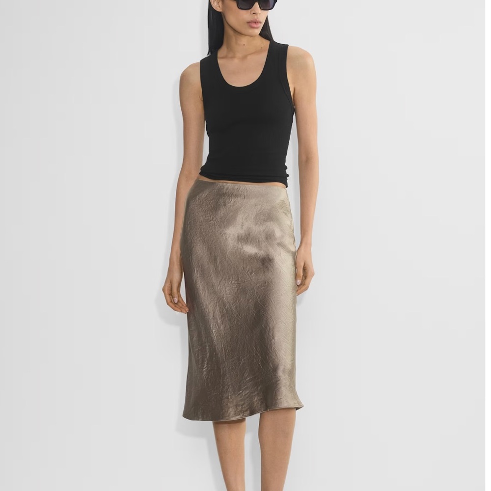 Babaton taupe midi Satin Skirt